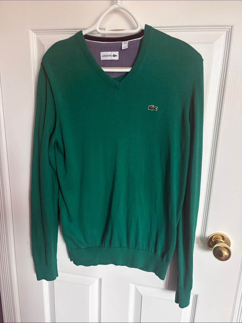 Lacoste Men's Emerald Green V-Neck Sweater